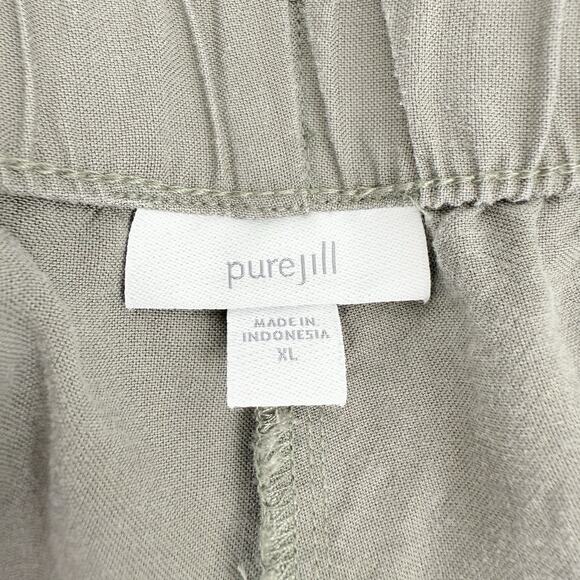 J.Jill Cropped Wide Leg Pants Women XL Gray Embroidered Pull On Tencel Boho - Picture 7 of 14